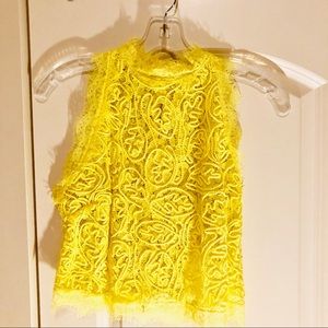 Yellow lace crop top